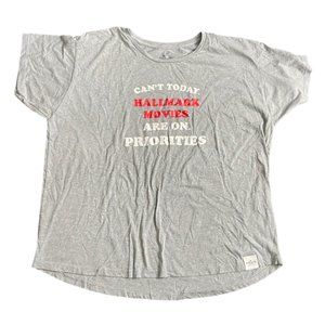 Hallmark Women's Gray Can't Today Hallmark Movies Are On Priorities T-Shirt Sz L